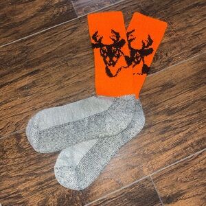 Vintage Orange and Gray Deer Socks
